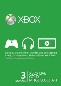XBox Live 3 Monate Gold (Code per E-Mail) * 